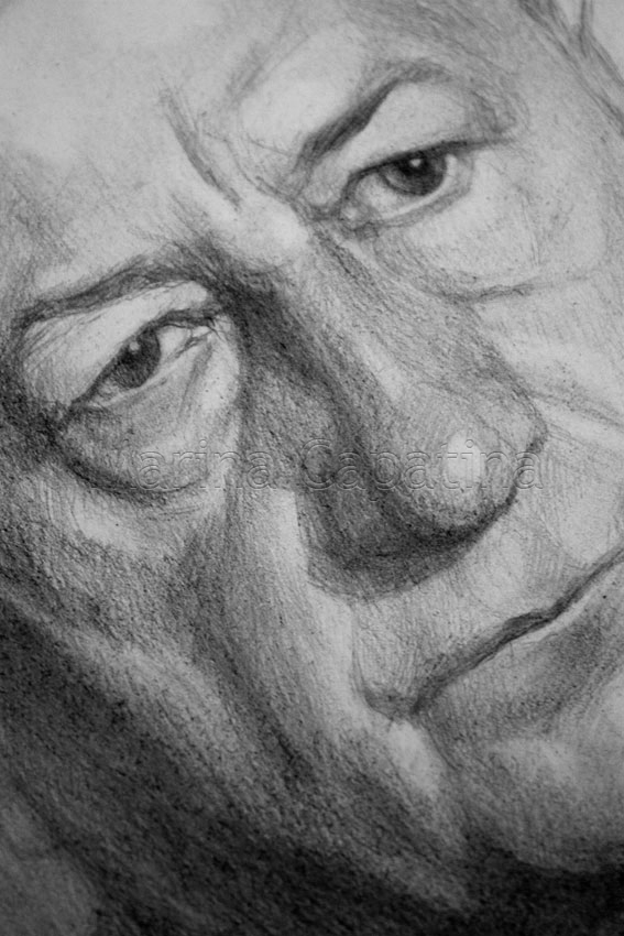detaliu01 Portret de barbat, desen in creion