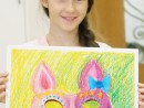 Grup 10 14 ani Desen in pastel uleios Masca Lotus 130x98 Atelier de pictura si desen, 10 14 ani