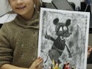 Grup 4 6 ani Desen Carbune Mickey Mouse Ioana . 130x98 Atelier de pictura si desen, 4 6 ani