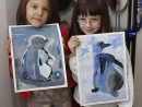 Grup 4 6 ani Pictura Tempera Pinguin Riana si Maia. 130x98 Atelier de pictura si desen, 4 6 ani
