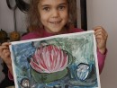 Grup 6 8 ani Pictura Tempera Lac cu nuferi Ania. 130x98 Atelier de pictura si desen, 6 8 ani