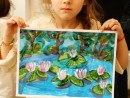 Grup 6 8 ani Pictura tempera Lac cu nuferi Miruna 130x98 Atelier de pictura si desen, 6 8 ani