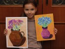 Grup 8 10 ani Pastel Uleios Cana cu flori Alexia. 130x98 Atelier de pictura si desen, 8 10 ani
