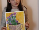 Grup 8 10 ani Pastel Uleios Cana cu flori Briana. 130x98 Atelier de pictura si desen, 8 10 ani