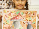 Grup 8 10 ani Pictura tempera Ciuperci si frunze Ana 130x98 Atelier de pictura si desen, 8 10 ani