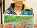 Grup Animale Desen in pastel cretat Familie de flamingo Alexandra 130x98 Atelier de pictura si desen, 10 14 ani