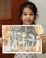 Clasa 6 8 ani Desen Creioane Colorate Muzicanti Theodora. 150x187 Rezultate de exceptie la cursurile de pictura si desen