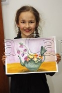 Clasa 6 8 ani Pictura Tempera Ceainic cu Trandafiri Tatiana. 125x187 Rezultate de exceptie la cursurile de pictura si desen