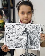 Clasa 8 10 ani Desen Penita Paun Alexandra. 150x187 Rezultate de exceptie la cursurile de pictura si desen