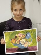 Clasa 8 10 ani Pictura Tempera Ceainic cu Trandafiri Palina. 140x187 Rezultate de exceptie la cursurile de pictura si desen