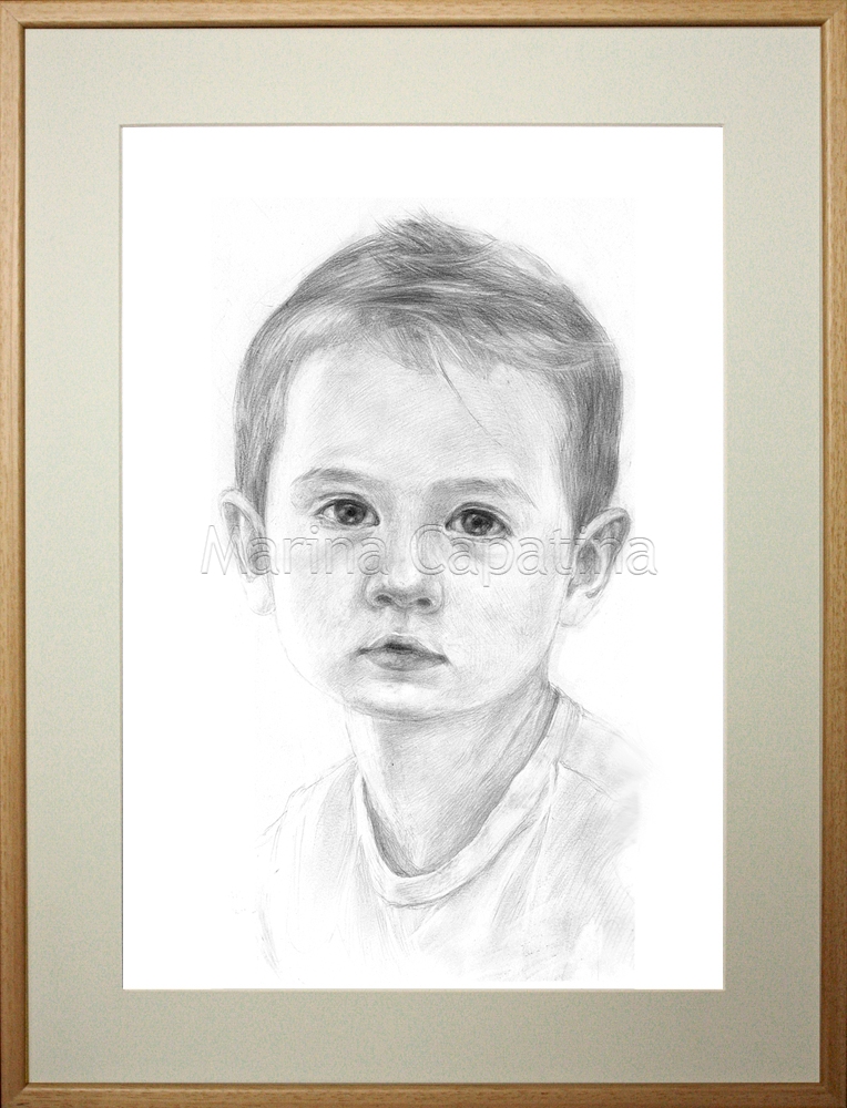 imagine site Portret de copil, desen in creion