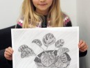 Grup 10 14 ani Desen Creion Ghiveci cu Frunze Palina. 130x98 Atelier de pictura si desen, 10 14 ani