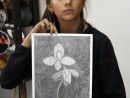 Grup 10 14 ani Desen Creion Studiu Frunze Ania 130x98 Atelier de pictura si desen, 10 14 ani