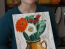 Grup 10 14 ani Pastel Uleios Ulcior cu flori Miruna. 130x98 Atelier de pictura si desen, 10 14 ani