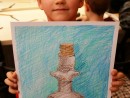 Grup 6 8 ani Desen in creioane colorate Ulcica gri cu gat inalt Petru 130x98 Atelier de pictura si desen, 6 8 ani