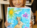 Grup 6 8 ani Pastel uleios Iepure Ingrid 130x98 Atelier de pictura si desen, 6 8 ani