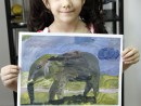 Grup 6 8 ani Pictura Tempera Elefant Theodora . 130x98 Atelier de pictura si desen, 6 8 ani