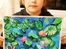 Grup 6 8 ani Pictura tempera Lac cu nuferi Sara 130x98 Atelier de pictura si desen, 6 8 ani