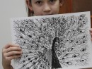 Grup 8 10 ani Desen Penita Paun Mara. 130x98 Atelier de pictura si desen, 8 10 ani
