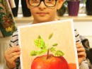 Grup 8 10 ani Desen in pastel uleios Mar cu frunze Radu 130x98 Atelier de pictura si desen, 8 10 ani