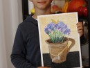 Grup 8 10 ani Pastel Uleios Cana cu flori Kevin. 130x98 Atelier de pictura si desen, 8 10 ani